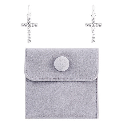 2Pcs 925 Sterling Silver Pave Clear Cubic Zirconia Cross Charms STER-TA0001-59-1