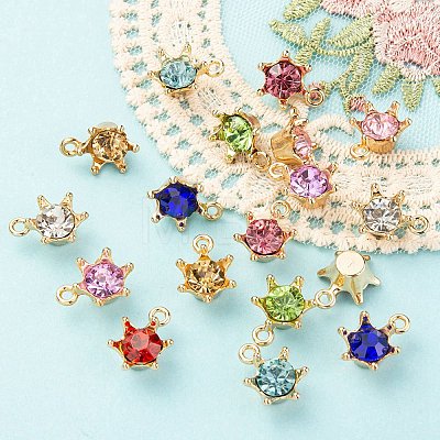 20Pcs 9 Color Alloy Rhinestone Pendants FIND-YW0003-86-1