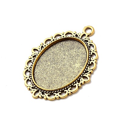 Tibetan Style Oval Alloy Pendant Cabochon Settings LS-X-TIBEP-Q054-44AG-RS-1