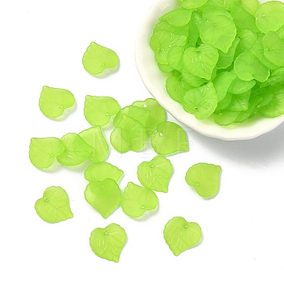 Transparent Frosted Acrylic Leaf Charms FACR-YW0001-06B-1
