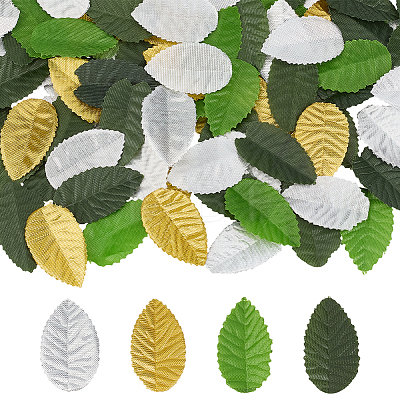 400Pcs 4 Colors Cloth Artificial Leaves DIY-MA0007-15B-1