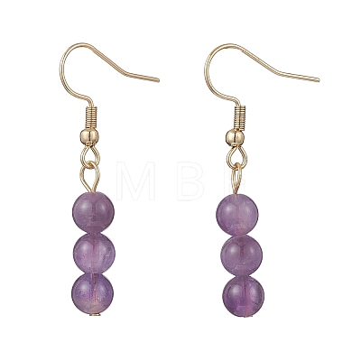 Natural Mixed Stone Round Dangle Earrings EJEW-JE06716-1