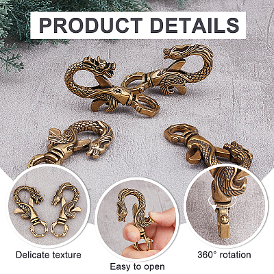 4Pcs 2 Styles Tibetan Style Brass Lobster Claw Clasps FIND-AR0002-52-1