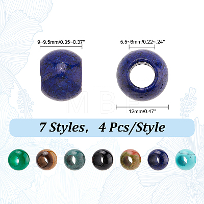   28Pcs 7 Styles Mixed Gemstone European Beads G-PH0002-37-1