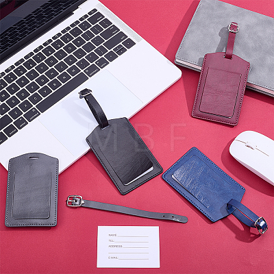4Pcs 4 Colors Rectangle PU Leather Luggage Tag AJEW-ME0002-84-1