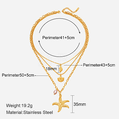 304 Stainless Steel with Natural Freshwater Pearl Double Layer Necklaces FS-WG7985A-02-1