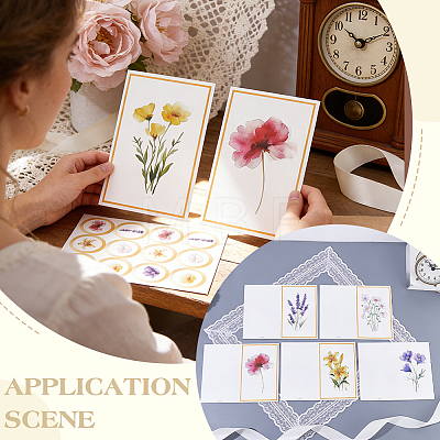 12Pcs Flower Paper Postcard with 12Pcs Rectangle Blank Kraft Paper Envelopes and 12Pcs Stickers Kits DIY-WR0005-62-1