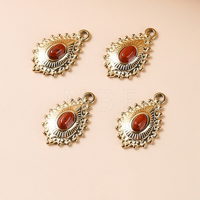 Alloy Natural Red Jasper Pendants PW-WG09F47-09-1