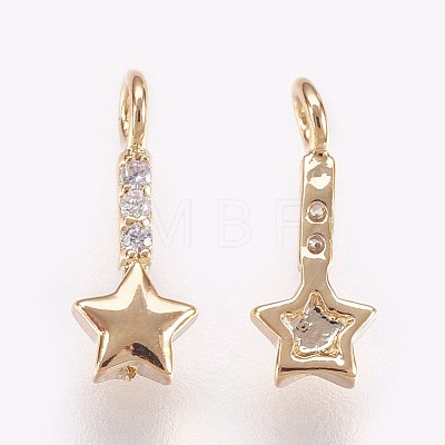 Brass Micro Pave Cubic Zirconia Charms KK-P157-06G-NF-1