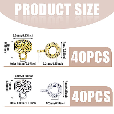 80Pcs 2 Colors Tibetan Style Alloy Tube Bails FIND-TAD0001-03-1