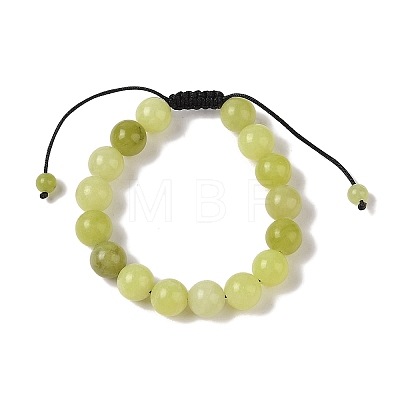 10mm Round Natural Lemon Jade Braided Bead Bracelets BJEW-C067-01C-02-1