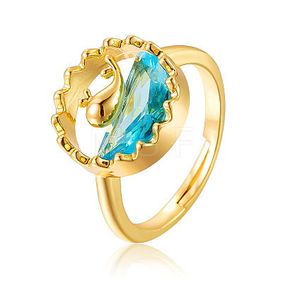 Brass Rhinestone Cuff Open Rings WGA0DFC-02-1
