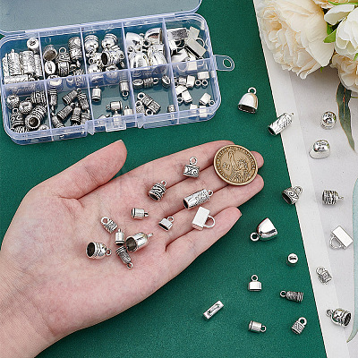100Pcs 10 Style Tibetan Style Alloy Cord Ends TIBEP-PH0001-50-1