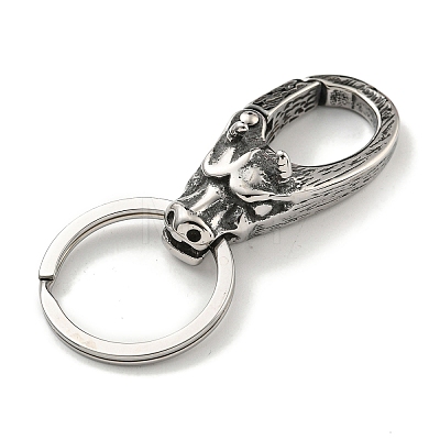 Tibetan Style 316 Surgical Stainless Steel Fittings with 304 Stainless Steel Key Ring FIND-Q101-09AS-03-1