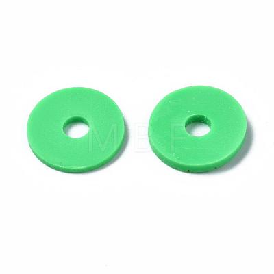 Flat Round Handmade Polymer Clay Beads CLAY-R067-12mm-08-1