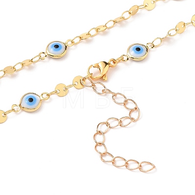 Evil Eye Brass Enamel Link Chain Necklaces NJEW-JN03201-1