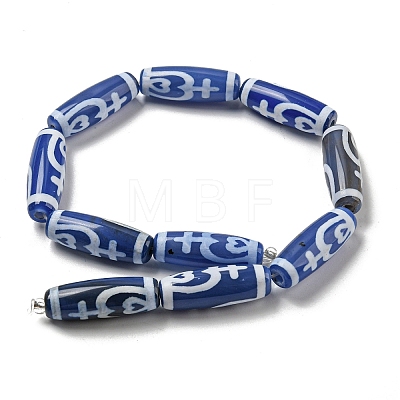 Blue Tibetan Style dZi Beads Strands TDZI-NH0001-B11-01-1