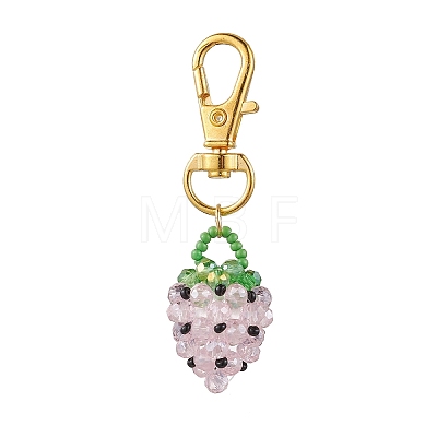 Glass Seed Beaded Strawberry Pendant Decoration HJEW-MZ00160-02-1