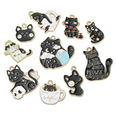 30Pcs 10 Styles Alloy Enamel Pendants ENAM-CJ0004-65-1