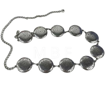 Boho Vintage Alloy Floral Embossed Coin Link Waist Chains for Women WGD4B54-01-1