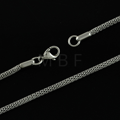 201 Stainless Steel Network Chain Necklaces X-STAS-S029-07-1