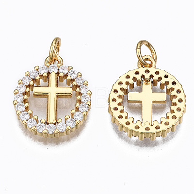 Brass Micro Pave Clear Cubic Zirconia Pendants X-ZIRC-N039-140-NF-1