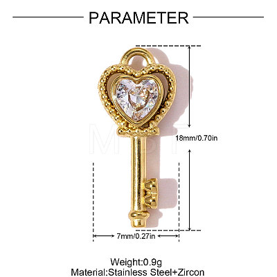 304 Stainless Steel Micro Pave Cubic Zirconia Pendants STAS-OY007-50G-1