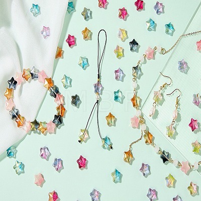 100Pcs Gradient Color Handmade Lampwork Beads DIY-SZ0010-51C-1