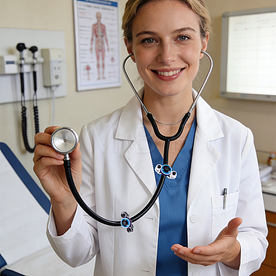10Pcs 2 Colors Evil Eye Resin Stethoscope Pendant Decorations HJEW-ME00155-1
