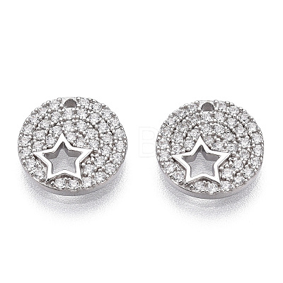 Rhodium Plated 925 Sterling Silver Micro Pave Cubic Zirconia Charms STER-T004-65P-1