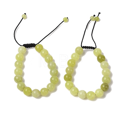 10mm Round Natural Lemon Jade Braided Bead Bracelets BJEW-C067-01C-02-1