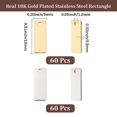 120Pcs 2 Colors 201 Stainless Steel Charms STAS-BBC0010-52-1