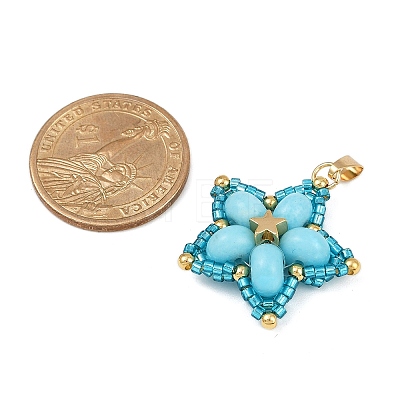 Handmade Glass Seed Beaded & Synthetic Dyed Imperial Jasper Beads Pendants PALLOY-MZ00751-1