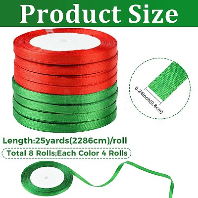 8Rolls 2 Colors Single Face Satin Ribbon OCOR-FS0001-09-1