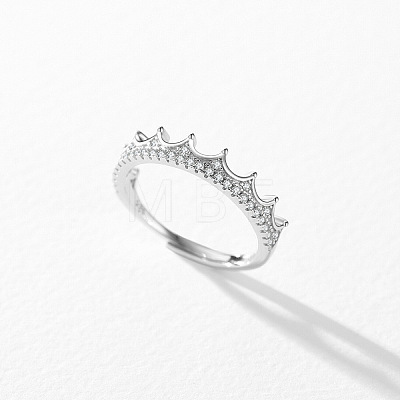 Crown 925 Sterling Silver Micro Pave Cubic Zirconia Finger Rings FS-WG8EC35-01-1