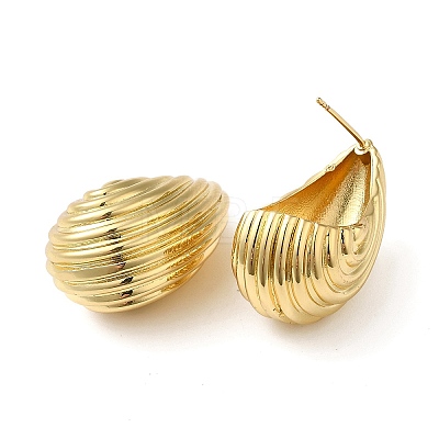 Rack Plating Brass Shell Shape Stud Earrings for Women EJEW-Z019-20G-1