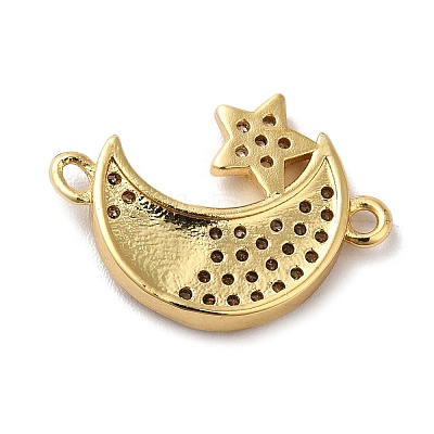 Eco-Friendly Rack Plating Brass Micro Pave Clear Cubic Zirconia Connector Charms KK-F853-28G-1