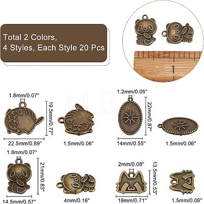 CHGCRAFT 80Pcs 8 Style Tibetan Style Alloy Pendant Enamel Settings TIBEP-CA0001-11-1