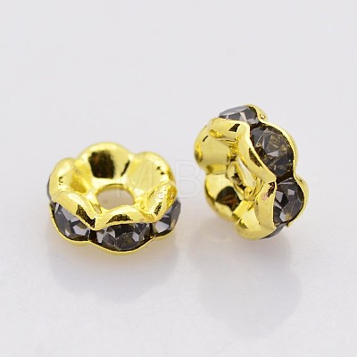 Brass Rhinestone Spacer Beads RB-A014-L6mm-12G-NF-1