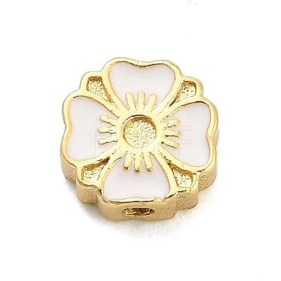 Flower Brass Enamel Bead Rhinestone Settings KK-H527-01G-02-1