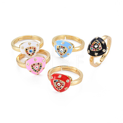 Adjustable Brass Micro Pave Colorful Cubic Zirconia Finger Rings RJEW-S044-164-NF-1