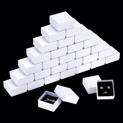 Rhombus Textured Cardboard Ring Storage Boxes CBOX-WH0005-05A-1