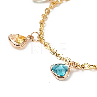 Colorful Glass Triangle Charm Bracelet BJEW-JB09160-1