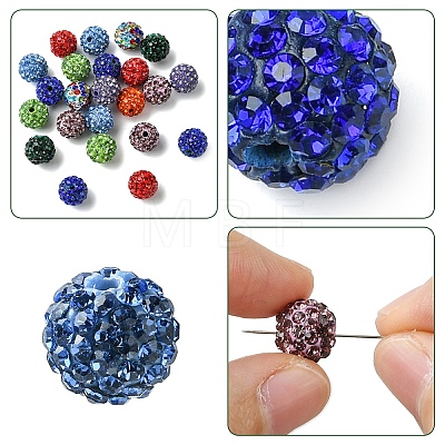 30Pcs Pave Disco Ball Beads RB-YW0001-14O-1