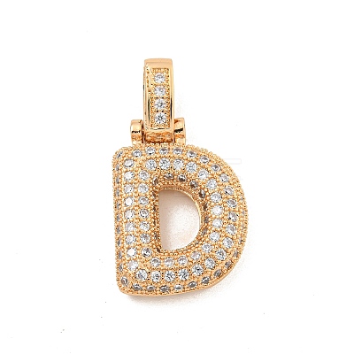 Brass Micro Pave Clear Cubic Zirconia Pendants KK-B099-01G-D-1