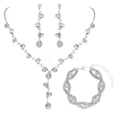 Brass Rhinestones Necklaces & Earring & Bracelets Sets for Women WGF929C-04-1