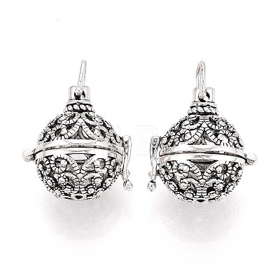 Rack Plating Brass Cage Pendants KK-S751-026AS-1