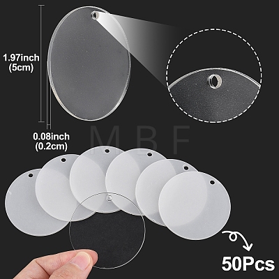 50Pcs Transparent Acrylic Disc Big Pendants TACR-YW0003-12-1