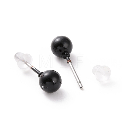 Alloy Round Ball Stud Earrings with Steel Pin for Women EJEW-E143-01A-1