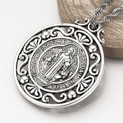 Tibetan Style Alloy Pendants X-TIBEP-Q078-01AS-RS-1